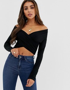 Топ с длинным рукавом и перекрестным дизайном ASOS DESIGN - Черный