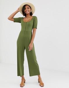 Комбинезон с пуговицами и короткими рукавами ASOS DESIGN - Зеленый