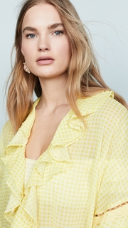 Jonathan Simkhai Gingham Ruffle Long Robe