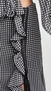 Jonathan Simkhai Gingham Ruffle Slit Maxi Skirt