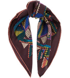 Шелковый платок фиолетового цвета Eleganzza