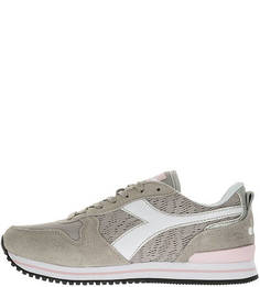 Серые летние кроссовки из текстиля и замши Olympia Win Plat Diadora