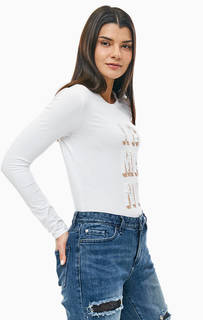 Белая хлопковая футболка с длинными рукавами Armani Exchange