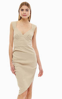 Бежевое платье на широких бретелях Pinko