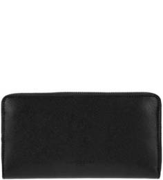 Черный кожаный кошелек на молнии Lancaster