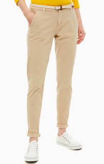 Хлопковые брюки бежевого цвета с ремнем S.Oliver