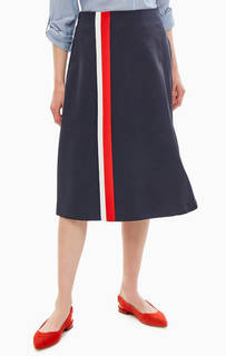 Синяя расклешенная юбка средней длины S.Oliver
