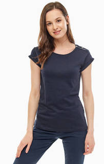 Однотонная хлопковая футболка с декоративными пуговицами Barbour