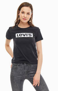 Черная хлопковая футболка с принтом Levis®