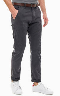 Хлопковые брюки черного цвета с ремнем S.Oliver