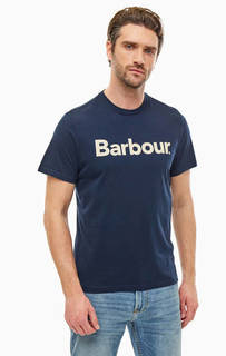 Синяя хлопковая футболка с круглым вырезом Barbour