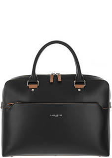 Черная кожаная сумка на двухзамковой молнии Lancaster