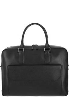 Черная кожаная сумка на двухзамковой молнии Lancaster