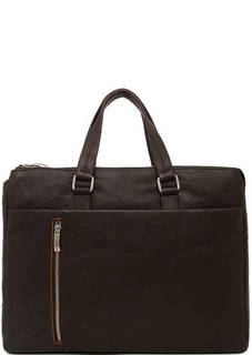 Коричневая кожаная сумка с короткими ручками Gianni Conti