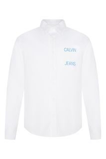 Белая рубашка с логотипом Calvin Klein