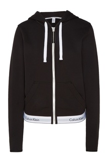 Черное худи с контрастной полосой Calvin Klein