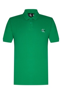 Зеленое поло с логотипом Calvin Klein