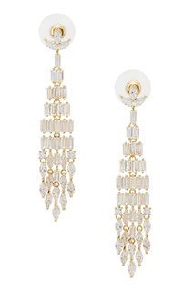 Золотистые серьги-подвески с цирконами Exclaim