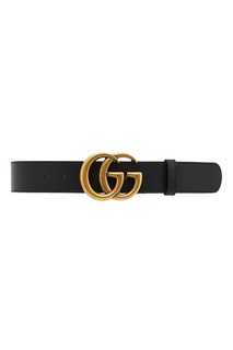 Черный кожаный ремень с пряжкой GG Gucci