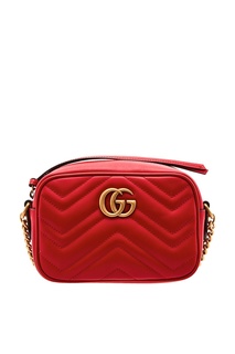 Компактная красная сумка на плечо GG Marmont Gucci