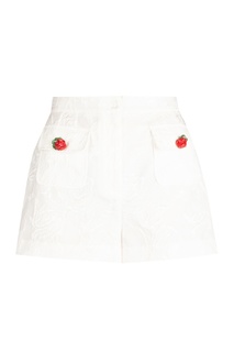 Белые жаккардовые шорты с декором Dolce & Gabbana