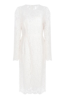 Белое кружевное платье с длинными рукавами Dolce & Gabbana