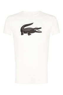 Белая футболка с принтом крокодила Lacoste