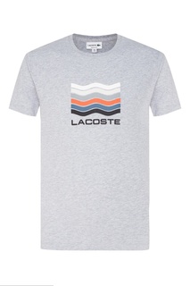 Серая футболка с принтом Lacoste