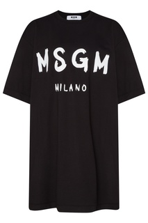 Черное платье-футболка с логотипом Msgm