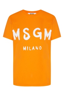 Оранжевая футболка с логотипом Msgm