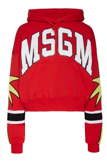Красное худи с принтом и логотипом Msgm