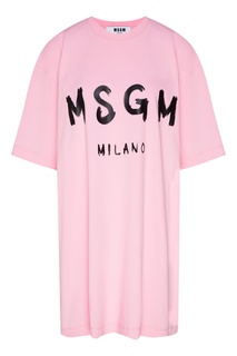 Розовое платье-футболка с логотипом Msgm