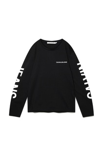 Черный лонгслив с логотипом Calvin Klein Jeans