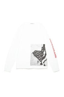 Белый лонгслив с принтом Calvin Klein Jeans