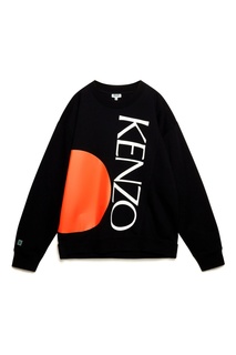 Черный хлопковый свитшот с контрастным принтом Kenzo