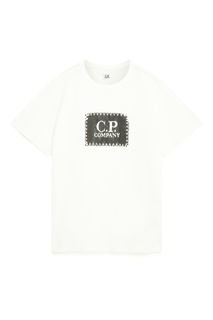 Белая футболка с контрастным принтом C.P. Company