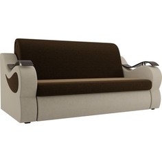 Прямой диван АртМебель Меркурий вельвет коричневый/бежевый (120)
