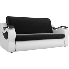 Прямой диван АртМебель Меркурий вельвет черный экокожа белый (80)