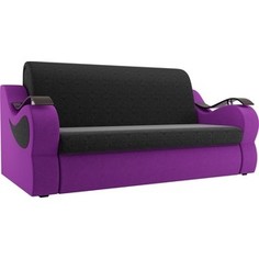 Прямой диван АртМебель Меркурий вельвет черный/фиолетовый (100)