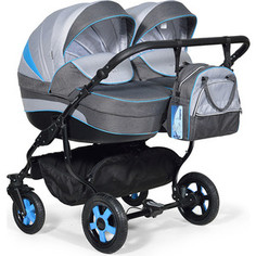 Коляска для двойни Indigo INDIGO DUO 18 41 (св.серый+т.серый+голубой)