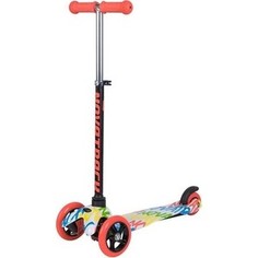 Самокат-кикборд NOVATRACK Disco-kids детский max 25кг неоновый цветной дизайн белый