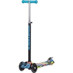 Самокат-кикборд NOVATRACK RainBow подростковый свет.колеса max 60кг неоновый цветной дизайн сини