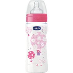 Бутылочка Chicco Well-being Girl 4 мес.+, сил. соска, быстрый поток, РР, 330 мл