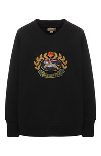 Хлопковый пуловер с логотипом бренда Burberry