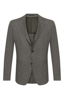 Однобортный пиджак из смеси льна и шерсти Z Zegna