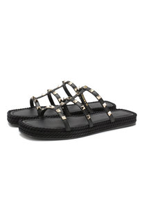 Кожаные шлепанцы Valentino Garavani Rockstud Torchon Valentino