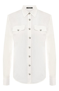 Рубашка из смеси хлопка и льна Balmain