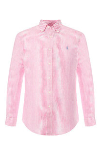 Льняная рубашка с воротником button down Polo Ralph Lauren