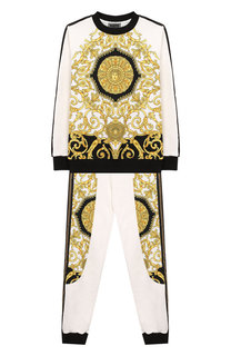 Комплект из хлопкового кардигана и брюк Young Versace