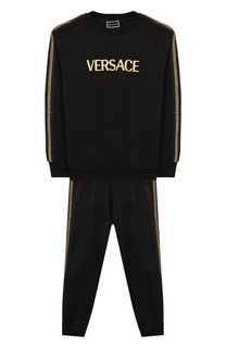 Комплект из хлопкового кардигана и брюк Young Versace